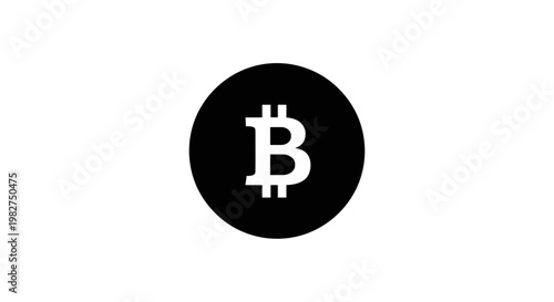 Bitcoin logo on black background.