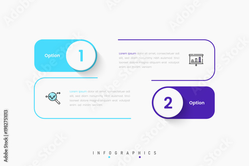 Vector Infographic label design template with icons and 2 options or steps. Can be used for process diagram, presentations, workflow layout, banner, flow chart, info graph.