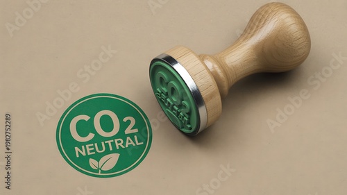 Eco friendly CO2 neutral stamp, green badge, carbon neutral symbol, sustainable label