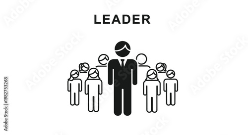 Professional business leader standing in front of a diverse group of employees in this vector illustration