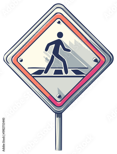 Crosswalk sign illustration. Pedestrian street symbol.