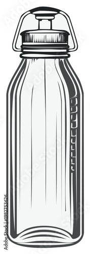 Vintage Glass Baby Bottle Illustration, Classic Baby Care Container, Newborn Feeding Accessories, Retro Bottle Design