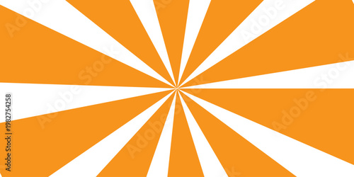 An abstract orange background vector illustration featuring a trendy sunburst pattern with vintage grunge texture and yellow rays for a retro wallpaper design