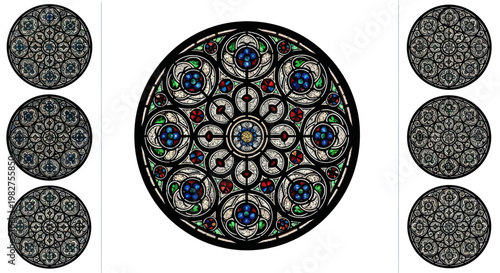 Intricate Rose Window Stained Glass Mosaic - Gothic Architecture Detail