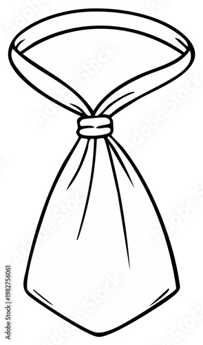 Black and White Illustration of a Tie or Cravat Neckwear Knot Fashionable Accessory Item