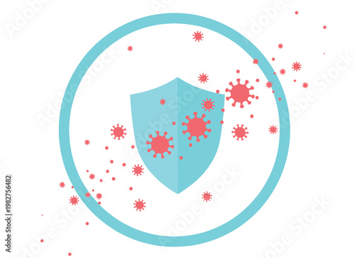 Virus, shield, protection, icons, blue isolated on White Background