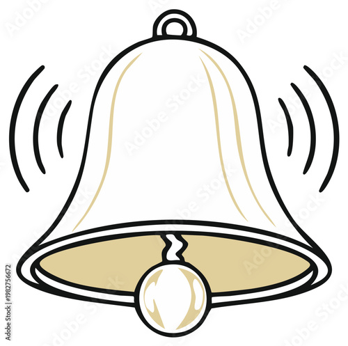 Classic ringing bell symbol, isolated. Cartoon style.
