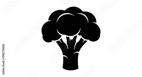 Black Cauliflower Vegetable Icon.