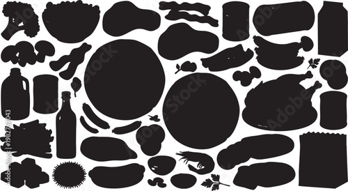 Grocery and Food Silhouette Icon Collection