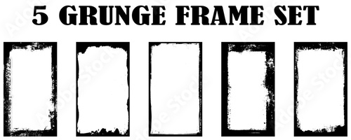 Set of grunge frames. Empty border background. Hand draws black and white ink. Distress damaged edge vintage template. Brush stroke vector. 