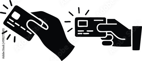 Minimalist Hand Holding Credit Card Transaction Silhouette, Modern Contactless Payment and E-commerce Graphic, Black Vector Financial Transaction and Banking Symbols, vector, illustration, silhouette.