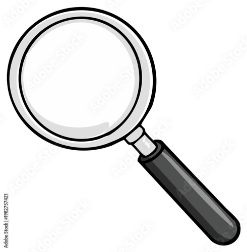 Cartoon magnifying glass illustration for searching and investigating