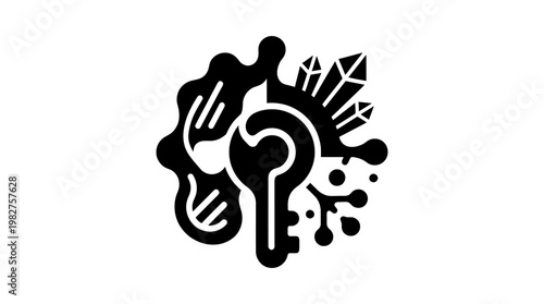 Icon of a Brain with Circuitry and Data Elements in Modern Vector Style