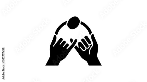 Icon of Hands Holding A Globe To Represent Global Care And Support In Vector Style