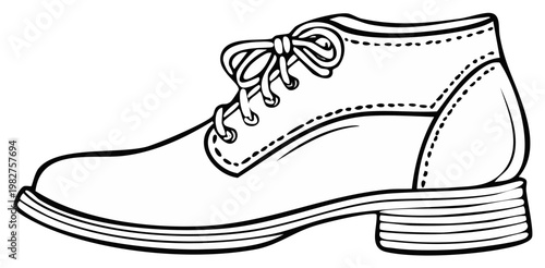 Classic Oxford Shoe Illustration with Laces and Contrasting Stitched Detail