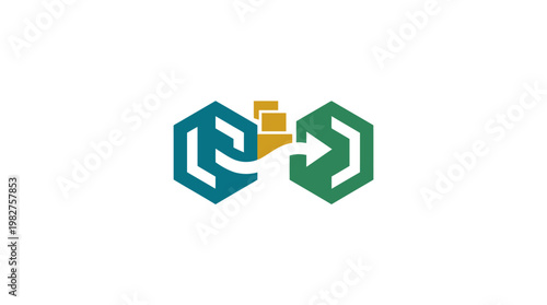 Icon Representing Blockchain Technology and Cryptocurrency Transfer in Vector Style