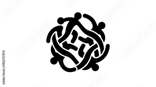 Vector Icon of Group of People Connecting in Network, Teamwork and Collaboration Illustration