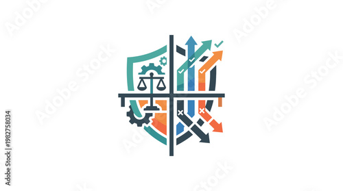 Icon of a Brain With Business, Financial, and Growth Symbols in Vector Style