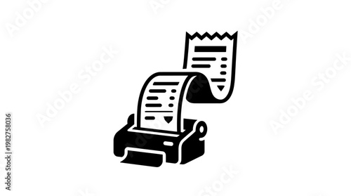 Icon of a Printing Machine with Printed Paper for Office and Business Use