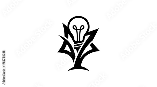 Creative Vector Icon of Bright Light Bulb with Leaf Elements for Eco Energy Concepts