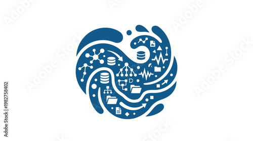 Icon of Digital Data and Technology Network in Modern Circuitry Style - Vector Icon
