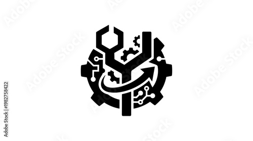 Icon of Cyber Security Skull with Circuit Lines in Digital Style for Technology and Security Concepts