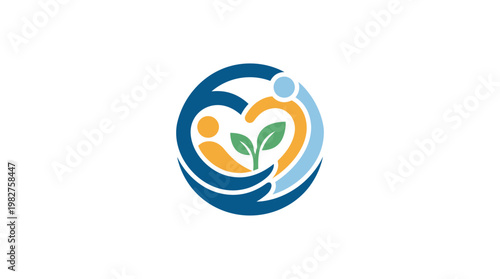 Vector Icon of Eco-Friendly Nature Symbol with Heart and Leaf Design