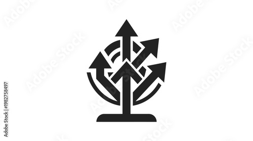 Vector Icon of an Abstract Tree with Multiple Arrows in Modern Design