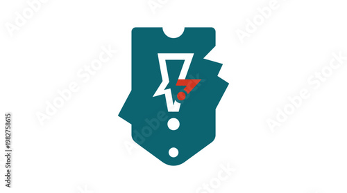 Vector Icon of Police Badge with Question Mark and Exclamation for Security and Safety Symbols