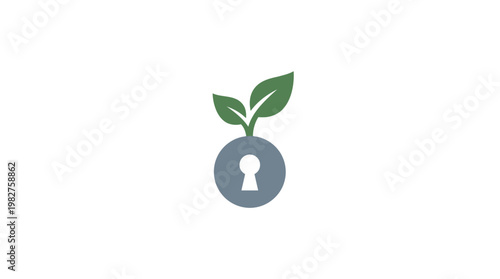 Eco-Friendly Icon Featuring Plant Growth Inside a Security Lock for Sustainability and Green Security