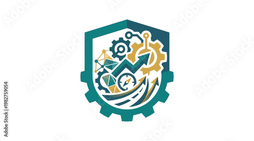 Icon of Business Growth and Innovation in Digital Environment, Vector Style