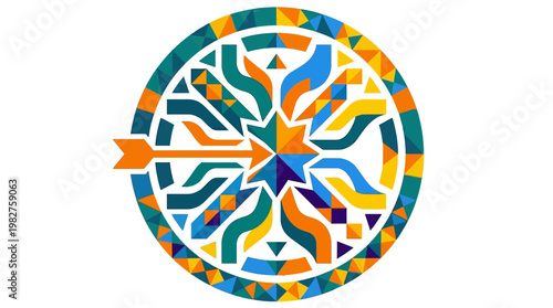 Vector Icon of a Colorful Mandala Pattern with Circular Design for Cultural and Artistic Projects