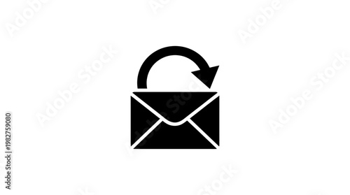 Icon of Email Message with Circular Arrow for Email Return and Communication