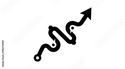 Icon Illustration of an Upward Trending Growth Chart for Business Data Analytics