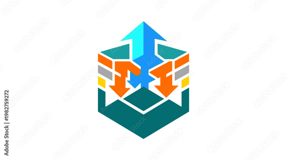 Obraz premium Vector Icon of Data Center Infrastructure with Servers and Network Arrows for Technology and IT Concepts
