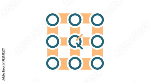 Vector Icon of Chess Queen Piece with Board for Strategy and Game Design