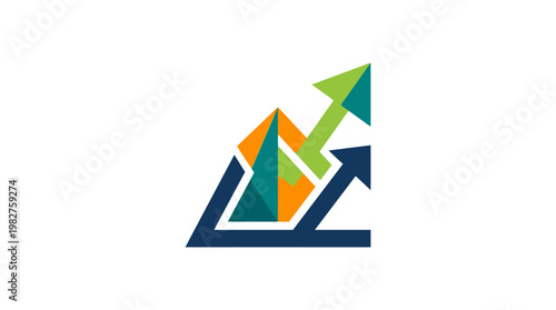 Icon of Growing Business Chart with Upward Arrow and Data Visualization in Flat Style Free Download Icon of Growing Business Chart with Upward Arrow and Data Visualization in Flat Style - GFXLoad