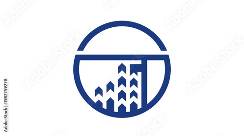 Icon of Data Chart with Rising Arrows in Modern Flat Style for Business Analytics