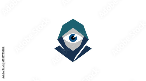 Icon of a Modern Eye in Geometric Style for Digital Security or Privacy Concepts