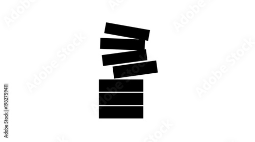 Icon of Stacked Books in Black Silhouette for Education and Learning Concepts