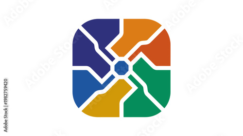 Icon of Interconnected Puzzle Pieces in Colorful Style for Collaboration and Teamwork