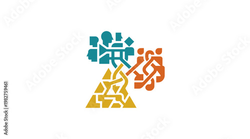 Vector Icon of Abstract Group of People Collaboration and Teamwork Illustration