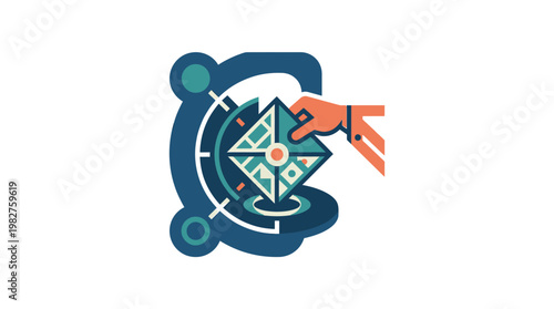 Vector Icon of Targeted Innovation and Strategy with Arrow and Compass Design
