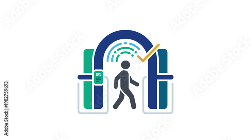 Vector Icon of Person Passing Through Security Scanner Gate for Travel and Airport Security