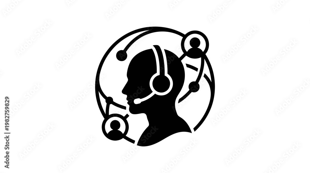 Obraz premium Vector Icon of Customer Support Agent with Headset for Communication and Service