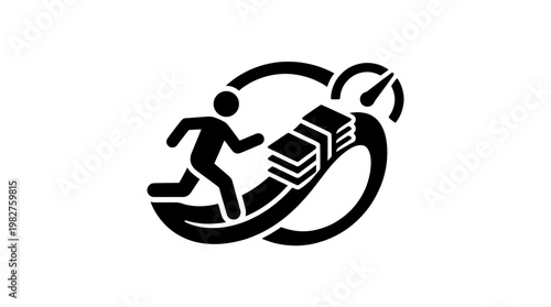 Icon of a Person Running on a Track with a Package in a Sports or Fitness Style