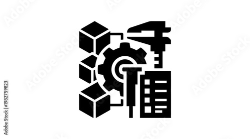 Icon of Technology and Innovation Inside a Digital Network Illustration