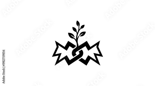 Vector Icon of Plant Growing From Cracked Earth for Nature and Environment Themes