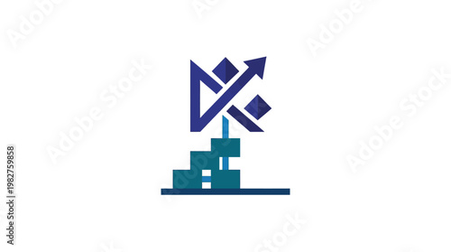 Icon of Growth Chart with Upward Arrow and Bar Graph in Modern Vector Style