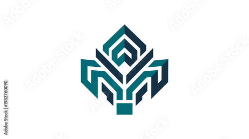 Vector Icon of Abstract Geometric Leaf Design for Nature and Environment Concepts
